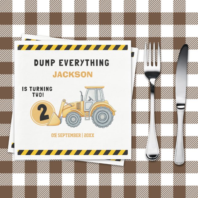 Servilleta De Papel "Construction Zone Party – Dump Truck 2nd Birthday (Subido por el creador)