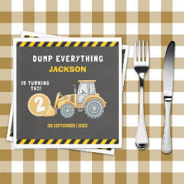 Servilleta De Papel "Construction Zone Party – Dump Truck 2nd Birthday