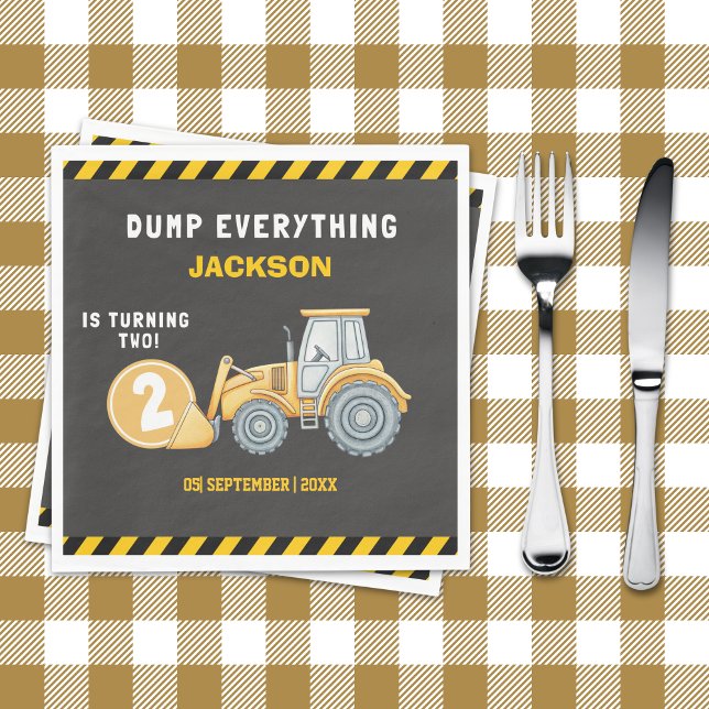 Servilleta De Papel "Construction Zone Party – Dump Truck 2nd Birthday (Subido por el creador)