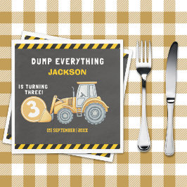 Servilleta De Papel "Construction Zone Party – Dump Truck 3rd Birthday