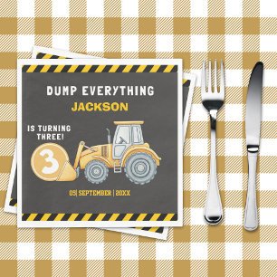 Servilleta De Papel "Construction Zone Party – Dump Truck 3rd Birthday