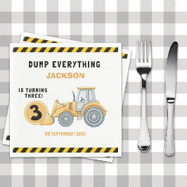 Servilleta De Papel "Construction Zone Party – Dump Truck 3rd Birthday