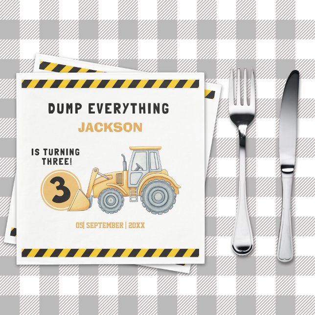 Servilleta De Papel "Construction Zone Party – Dump Truck 3rd Birthday (Subido por el creador)