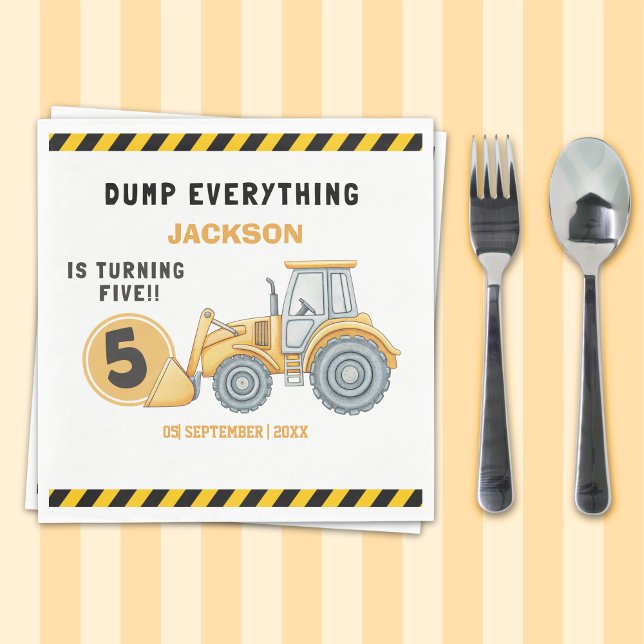 Servilleta De Papel "Construction Zone Party – Dump Truck 5th Birthday (Subido por el creador)