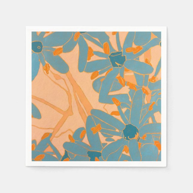 Servilleta De Papel Contemporary Leaf Design in Peach  (Anverso)