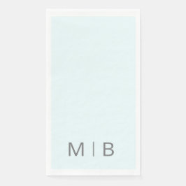 Servilleta De Papel Contemporary Monogram Hielo Azul Gris Texto