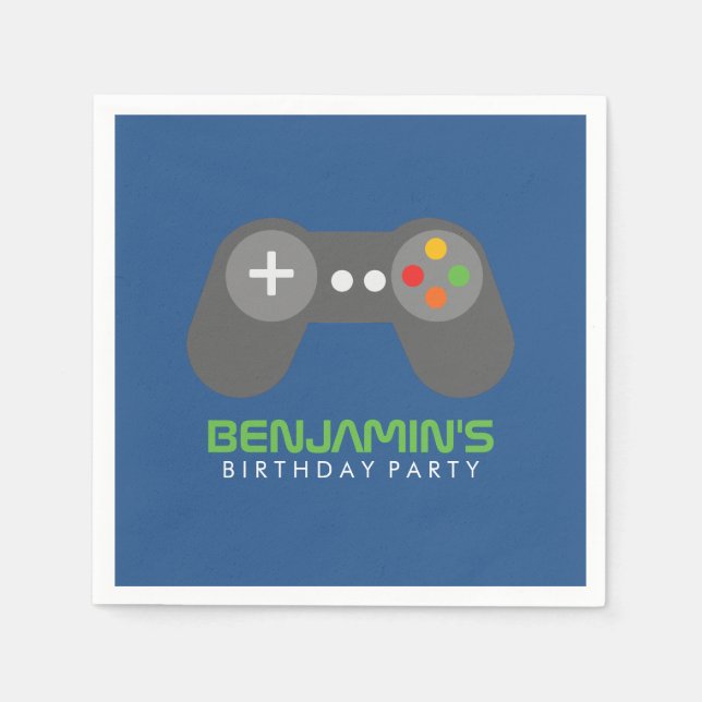 Servilleta De Papel Controlador de videojuegos retro Cumpleaños (Anverso)