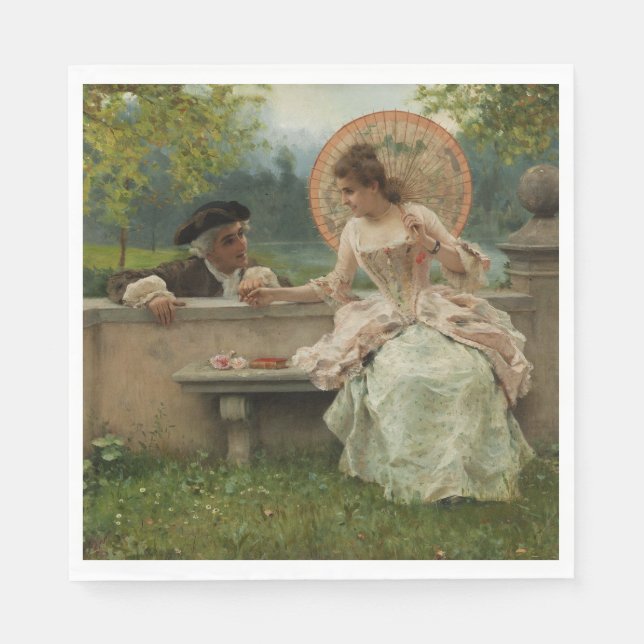 Servilleta De Papel Conversación romántica en el parque (Anverso)