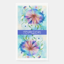 convolvulsivo rosa azul, acuarela