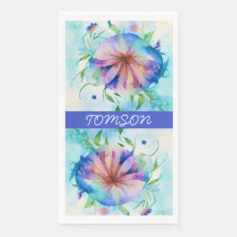 Servilleta De Papel convolvulsivo rosa azul, acuarela