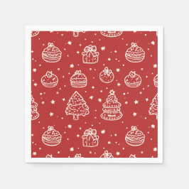 Servilleta De Papel Cookie de Navidades festivos mínimos rojos festivo