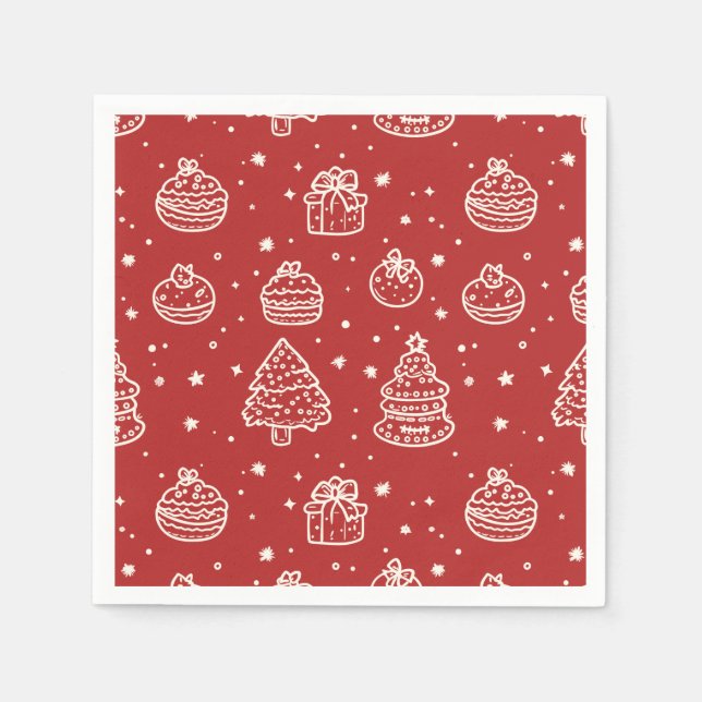 Servilleta De Papel Cookie de Navidades festivos mínimos rojos festivo (Anverso)