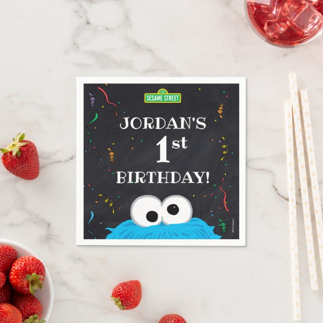 Servilleta De Papel Cookie Monster | 1st Birthday (In situ)