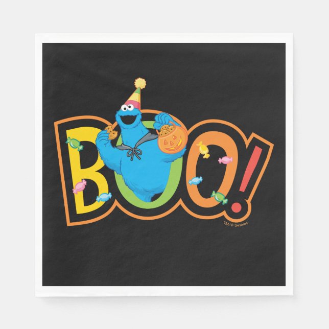 Servilleta De Papel Cookie Monster | Boo de Halloween! (Anverso)