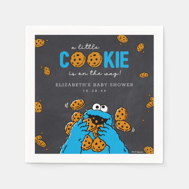 Servilleta De Papel Cookie Monster Chalkboard Baby Shower (Anverso)