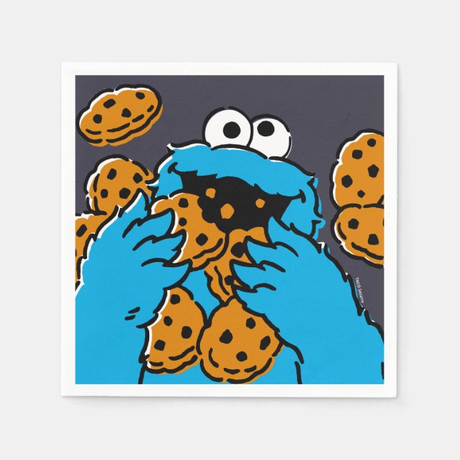 Servilleta De Papel Cookie Monster Eating All the Cookies (Anverso)