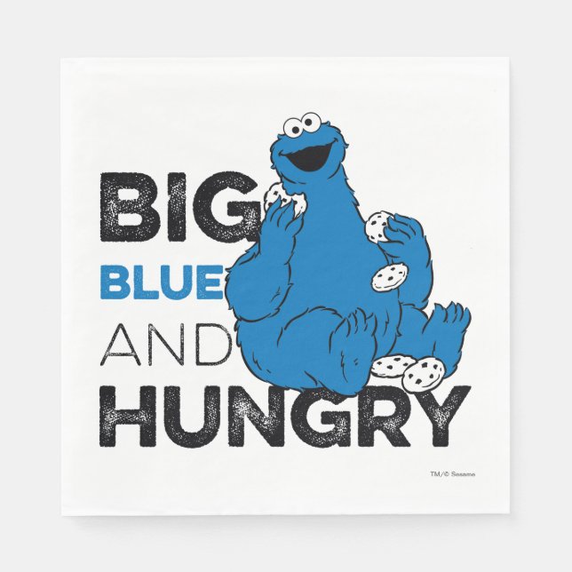 Servilleta De Papel Cookie Monster | Gran Azul y Hambre (Anverso)