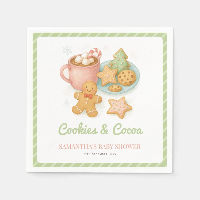 Servilleta De Papel Cookies and Cocoa Winter Baby Shower  (Anverso)