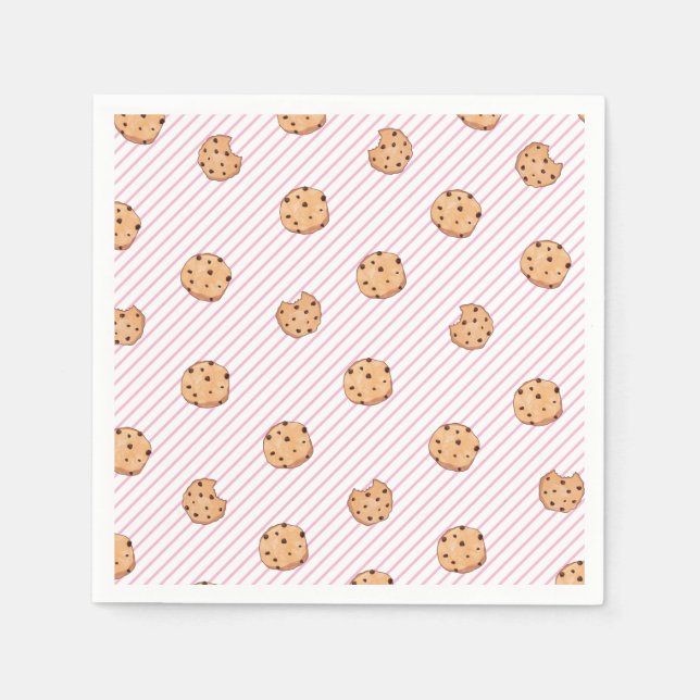 Servilleta De Papel Cookies Bandas rosadas Placas de papel de fiesta d (Anverso)