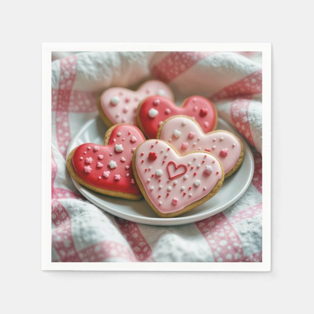 Servilleta De Papel Cookies del corazón el día de San Valentín (Anverso)