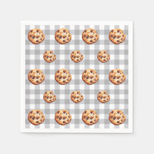 Servilleta De Papel Cookies Gray Gingham Birthday Party