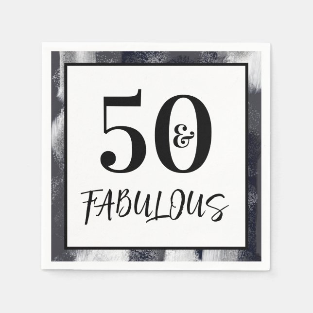 Servilleta De Papel Cool Black and white 50 and Fabulous Birthday (Anverso)