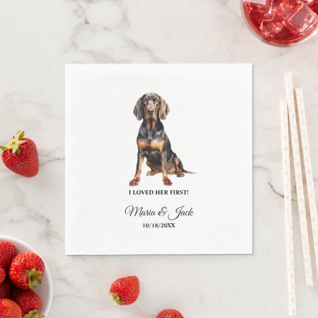 Servilleta De Papel Coonhound Negro y Café Cóctel Boda  (In situ)