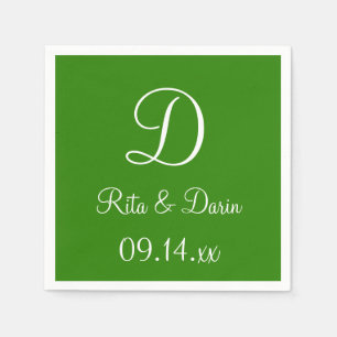 Servilleta De Papel Coordenada de color verde duradero monograma Napie