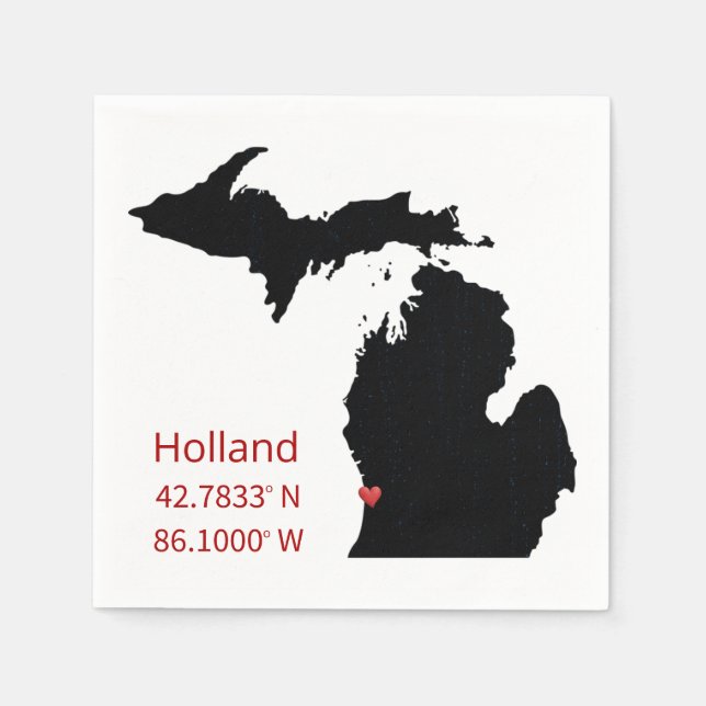 Servilleta De Papel Coordenadas GPS de Holland Michigan (Anverso)
