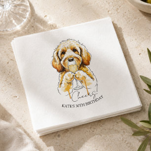 Servilleta De Papel Copa de Champagne Golden Doodle Dibujada a Mano