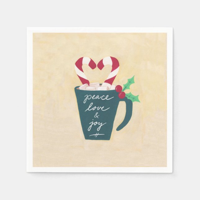 Servilleta De Papel Copa de Paz, Amor y Alegría (Anverso)
