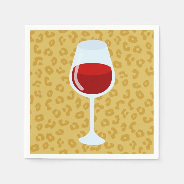 Servilleta De Papel Copa de vino con estampado de leopardo (Anverso)