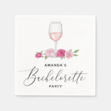 Copa de vino floral rosa elegante para despedida d