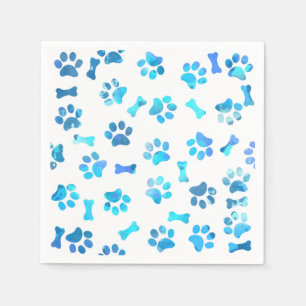 Servilleta De Papel Copas azul de color de agua Impresiones Cumpleaños