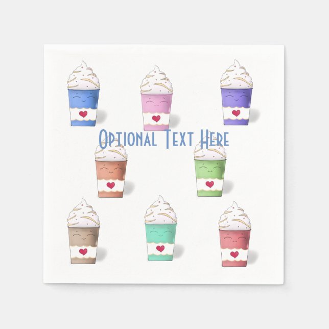 Servilleta De Papel Copas de café con colores completos (Anverso)