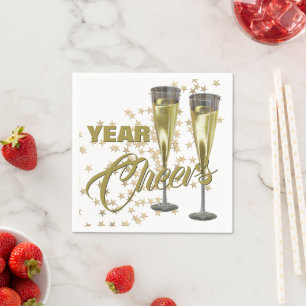 Servilleta De Papel Copas de Champagne Personalizadas Feliz Año Nuevo