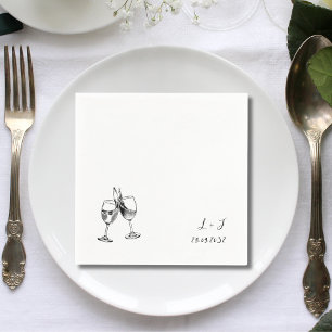 Servilleta De Papel Copas de Vino Caprichosas Cóctel Iniciales Boda