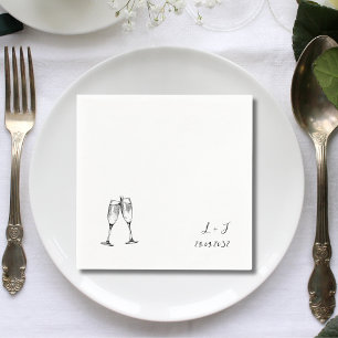 Servilleta De Papel Copas de vino caprichosas personalizadas iniciales