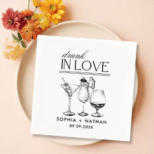 Servilleta De Papel Copas de vino personalizadas Drunk In Love Boda