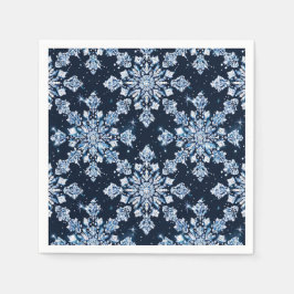 Servilleta De Papel Copo de nieve 3d azul