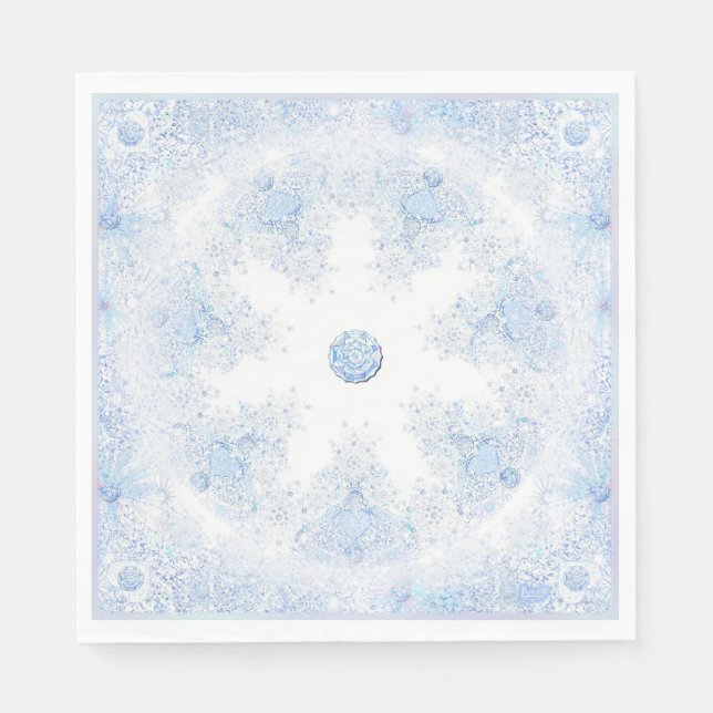 Servilleta De Papel Copo de nieve azul (Anverso)