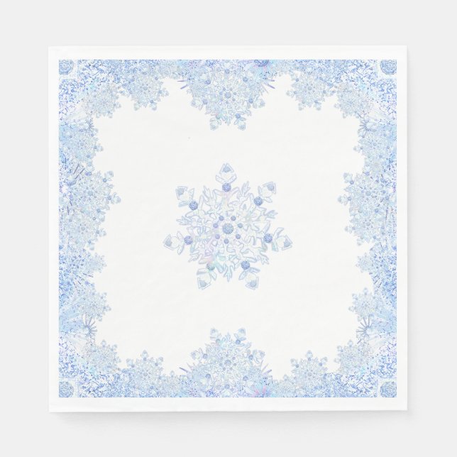 Servilleta De Papel Copo de nieve azul (Anverso)