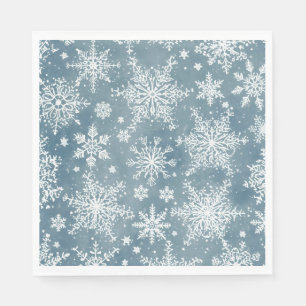 Servilleta De Papel Copo de Nieve Azul Acuarela Invierno Fiesta