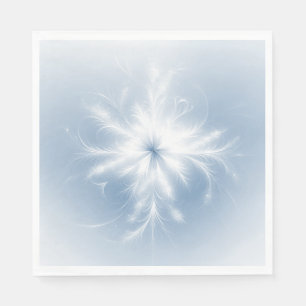 Servilleta De Papel Copo de Nieve Blanco Elegante Sobre Azul