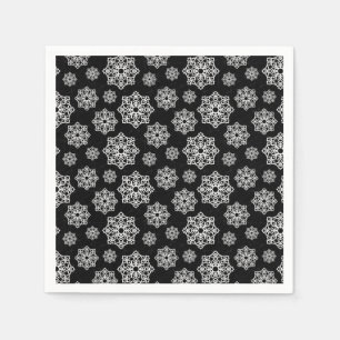 Servilleta De Papel Copo de nieve blanco en negro con patrón de escala