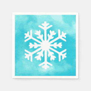 Servilleta De Papel Copo de nieve blanco sobre fondo de color azul