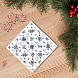Servilleta De Papel Copo de nieve blanco y azul claro