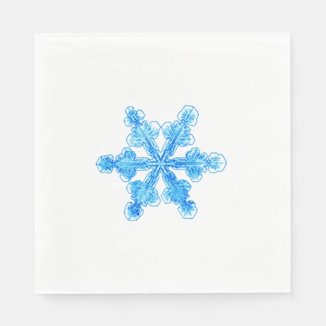 Servilleta De Papel Copo de nieve de invierno azul (Anverso)