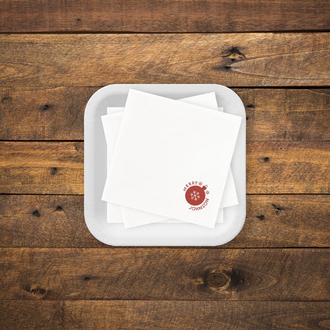 Servilleta De Papel Copo de nieve de vacaciones Añadir el texto de nom (Holiday Snowflake paper napkins)