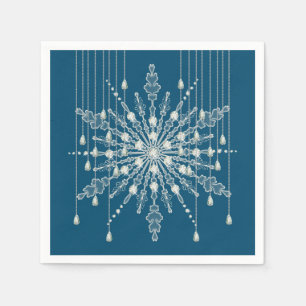 Servilleta De Papel Copo de nieve diamante elegante invierno gris azul